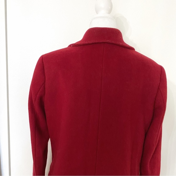 PAUL COSTELLOE BLACK LABEL RED WOOL BLEND DOUBLE BREASTED FELT PEAK LAPEL COAT - Picture 7 of 12